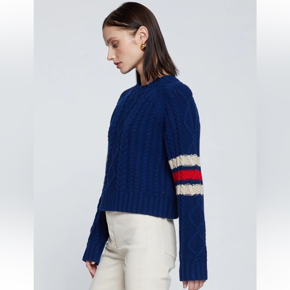 NWOT Stateside Felix Navy Sweater with Red and Cream Accents S
